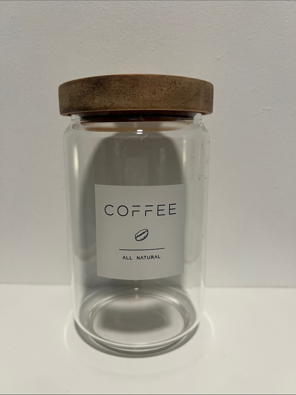 Glass Storage Jar with Wooden Lid - Brown